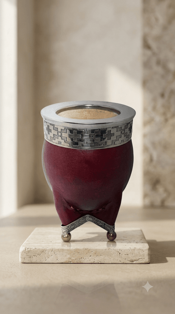 Mate Imperial Borravino Liso con Pelotas de Bronce